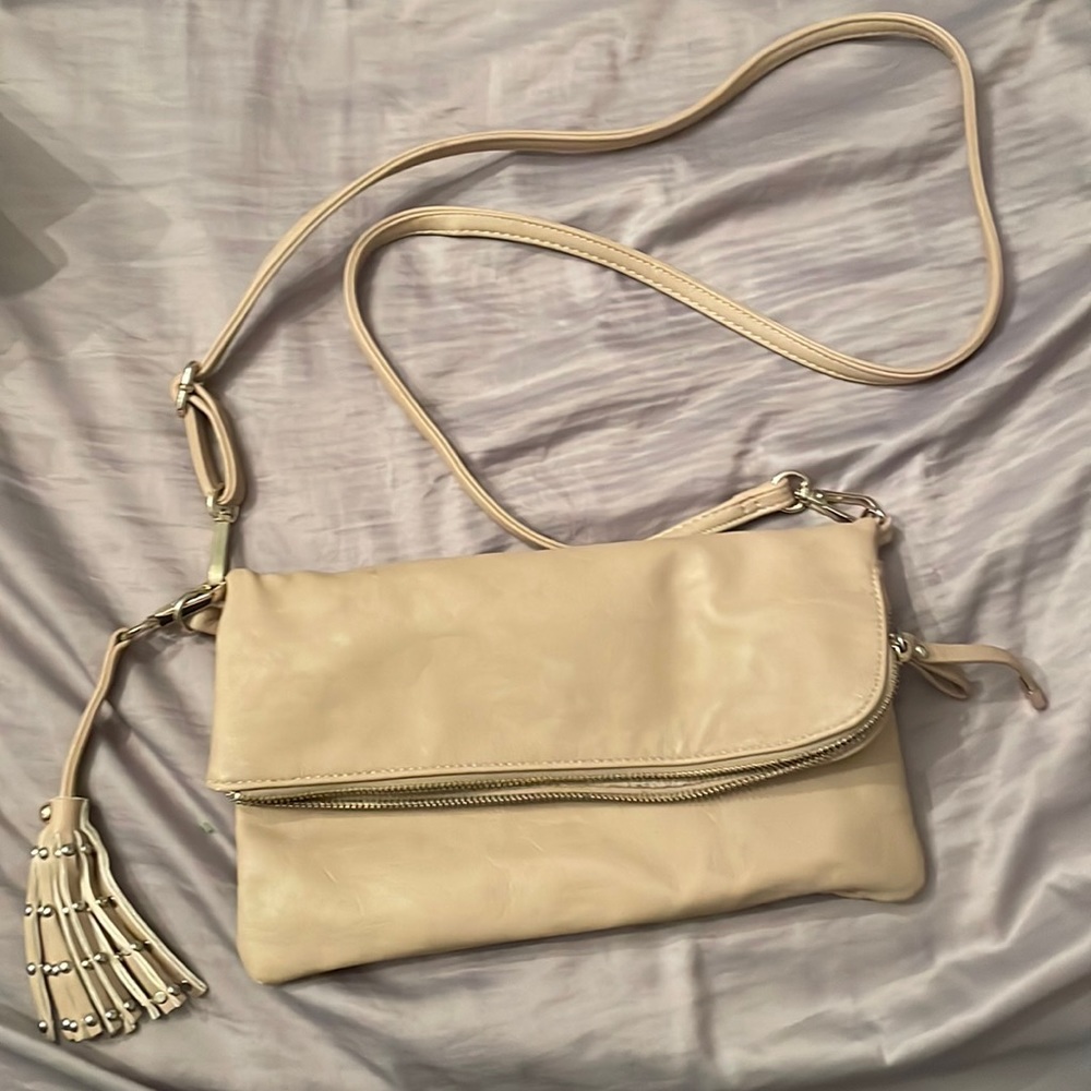 Crossbody Beige Tassel Bag
